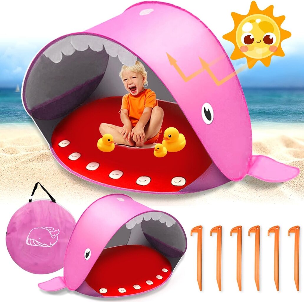 Vaikų paplūdimio palapinė Meishang UV, rožinė kaina ir informacija | Palapinės | pigu.lt