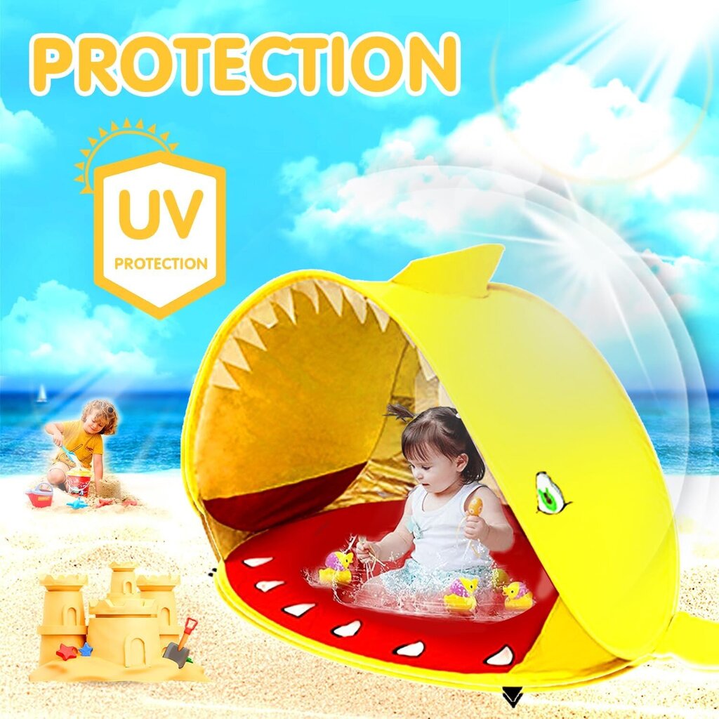 Vaikų paplūdimio palapinė Meishang UV, geltona kaina ir informacija | Palapinės | pigu.lt