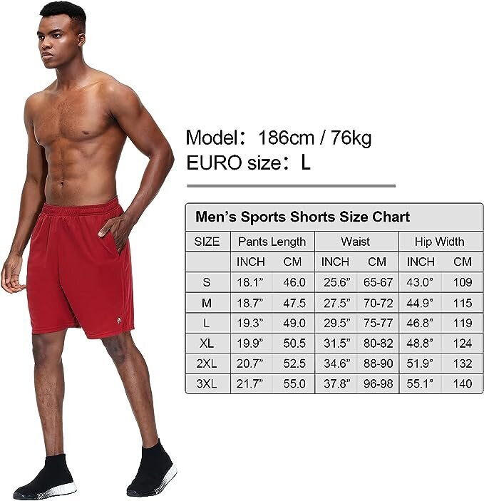 Sportiniai šortai vyrams HMIYA, raudoni цена и информация | Sportinė apranga vyrams | pigu.lt