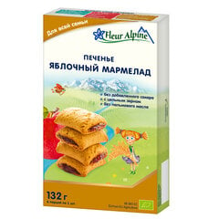 Obuolių marmeladas ekologiški sausainiai Fleur Alpine visai šeimai, 132 g kaina ir informacija | Užkandžiai, gėrimai vaikams | pigu.lt