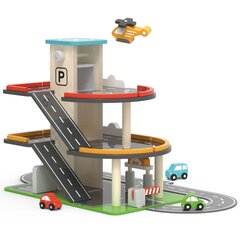 Medinis 3 aukštų garažas su trasa ir automobilių plovykla Viga kaina ir informacija | Žaislai berniukams | pigu.lt