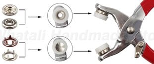 Кнопки металлические из 4 частей 9,5 мм, цвет никеля цена и информация | Принадлежности для шитья | pigu.lt