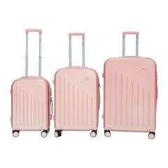 Набор дорожных чемоданов, 3 предм., ABS, жесткий кейс, светло-розовый цена и информация | Чемоданы, дорожные сумки | pigu.lt