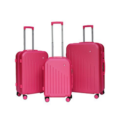 Набор дорожных чемоданов, 3 предм., ABS, жесткий кейс, розовый цена и информация | Чемоданы, дорожные сумки  | pigu.lt