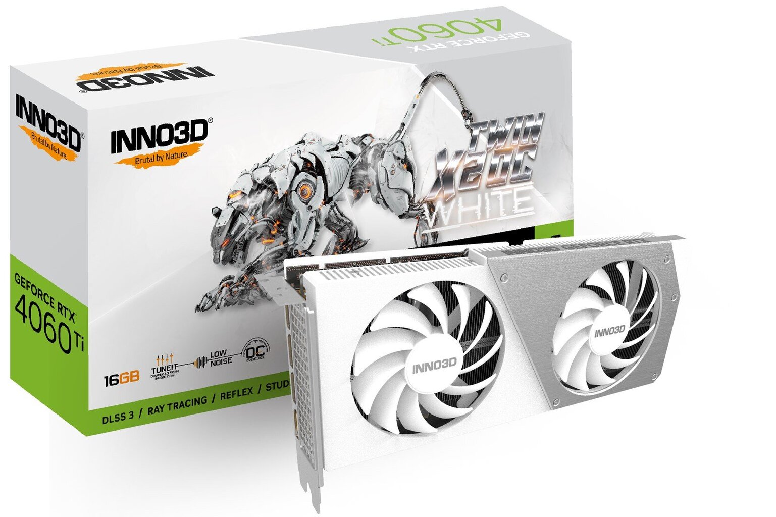 Inno3D GeForce RTX 4060 Ti Twin X2 OC White (N406T2-16D6X-178055W) kaina ir informacija | Vaizdo plokštės (GPU) | pigu.lt