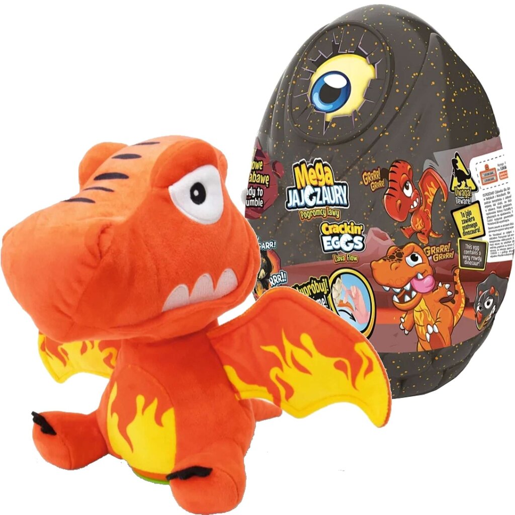 Minkštas žaislas Dinozauras Mega Jajosaurs Lava Slayers Flame, 25 cm цена и информация | Minkšti (pliušiniai) žaislai | pigu.lt