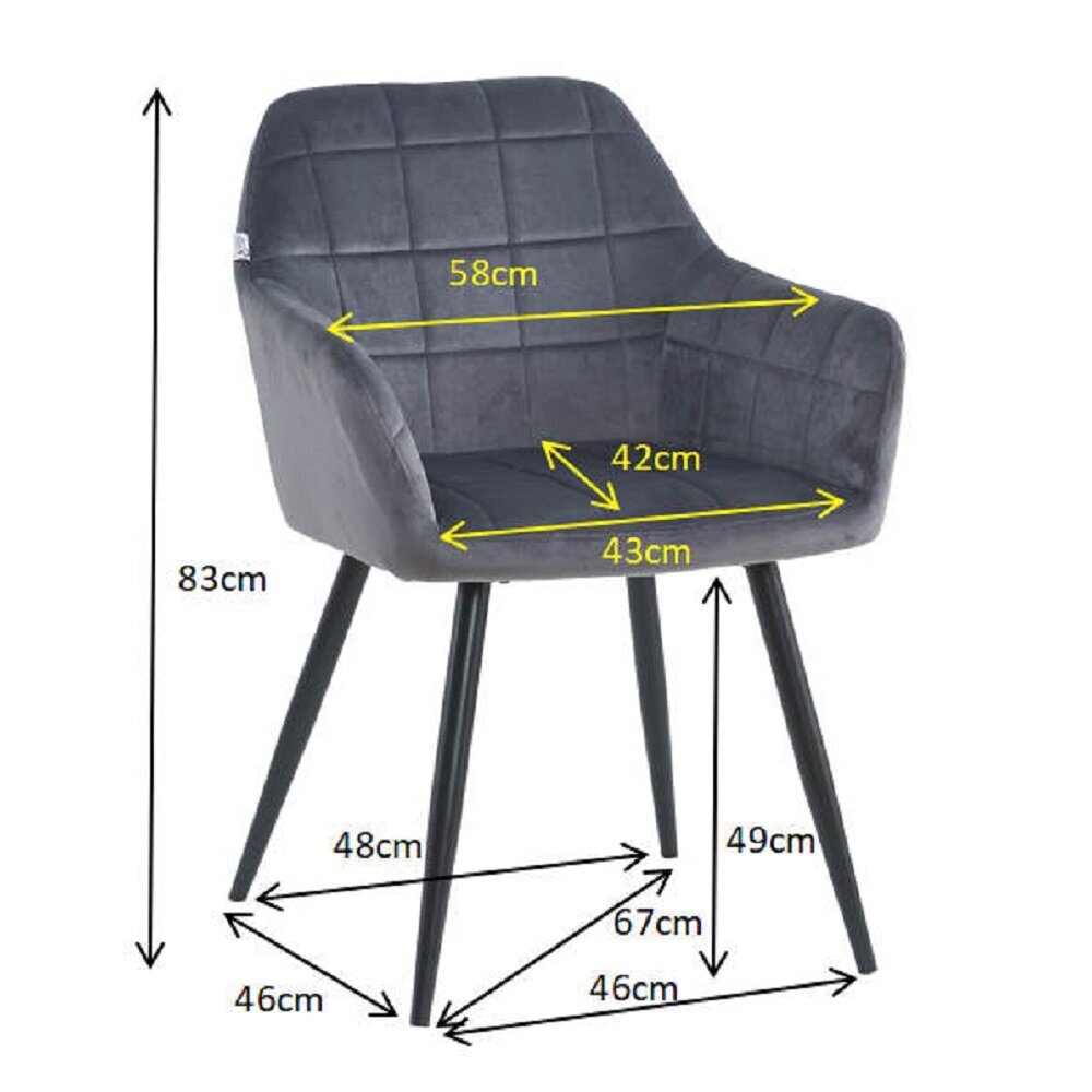 2-jų kėdžių rinkinys Restock Komo, pilkas kaina ir informacija | Virtuvės ir valgomojo kėdės | pigu.lt