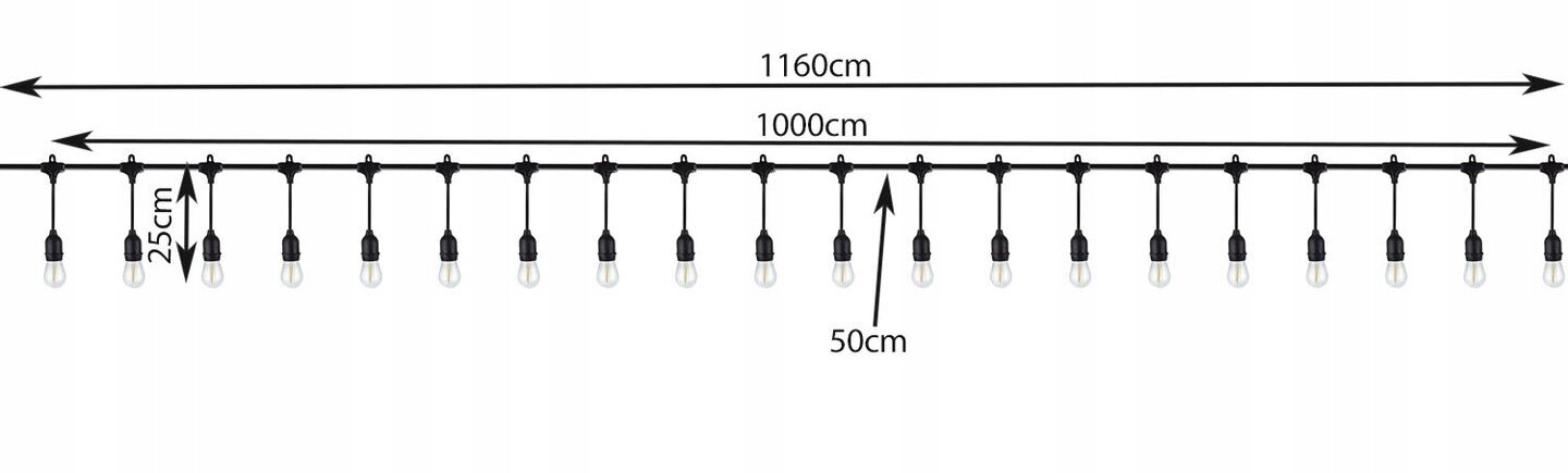 Lauko girlianda Granda, 1160 cm kaina ir informacija | Lauko šviestuvai | pigu.lt