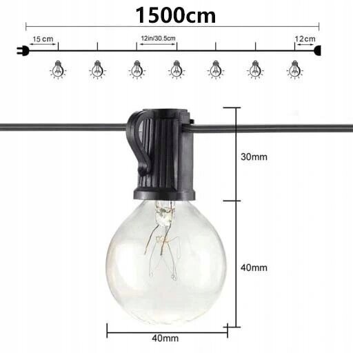 Lauko girlianda Garden Lamps 50, 15m kaina ir informacija | Lauko šviestuvai | pigu.lt