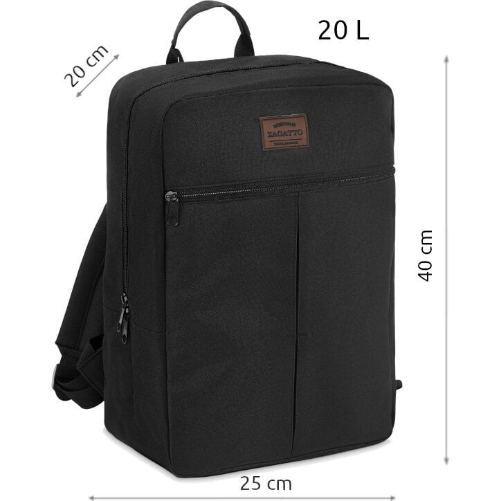 Kelioninė kuprinė Zagatto, 40x20x25 cm, juoda kaina ir informacija | Lagaminai, kelioniniai krepšiai | pigu.lt