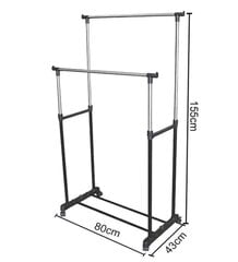 Двойная вешалка для одежды на колесах цена и информация | Вешалки для одежды | pigu.lt