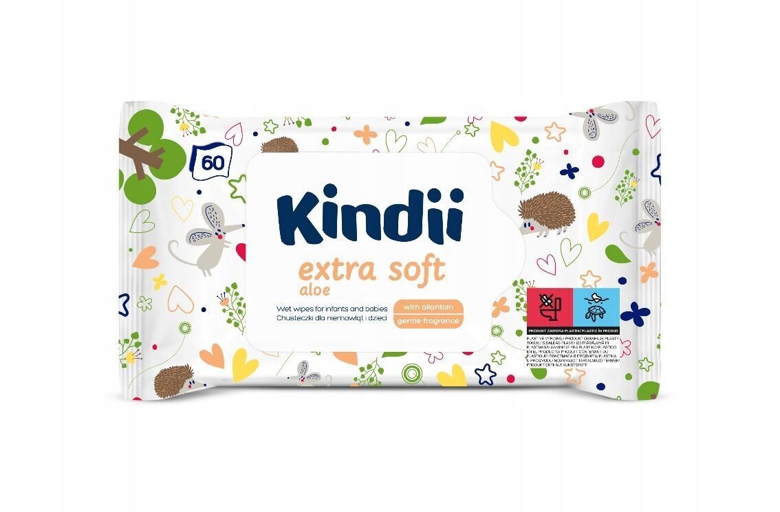 Drėgnos servetėlės Kindii Extra Soft, 12 pakuočių x 60vnt. цена и информация | Drėgnos servetėlės, paklotai | pigu.lt