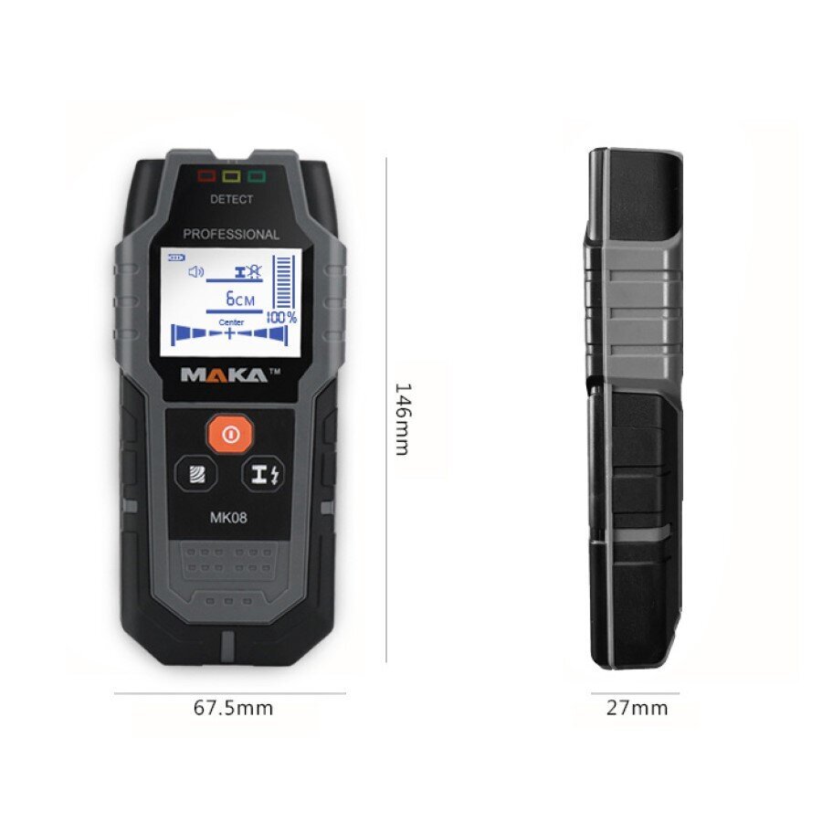 Kabelių detektorius MAKA MK-08, 1 vnt. kaina ir informacija | Mechaniniai įrankiai | pigu.lt