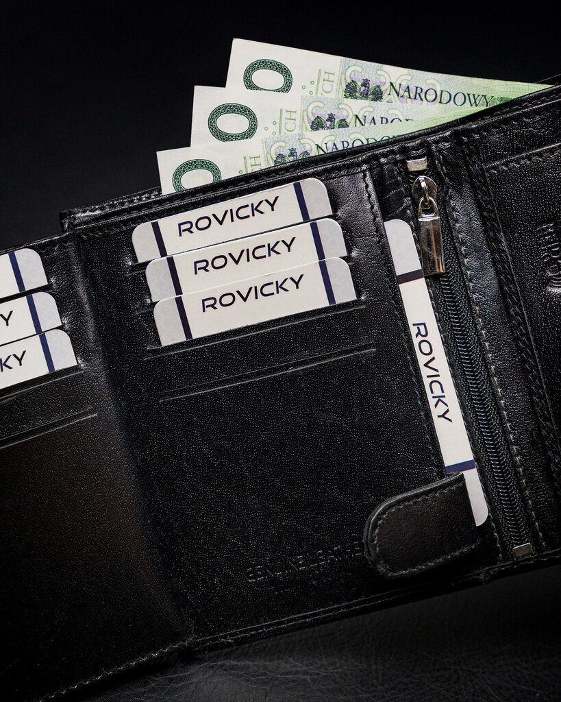 Natūralios odos piniginė vyrams Rovicky цена и информация | Vyriškos piniginės, kortelių dėklai | pigu.lt
