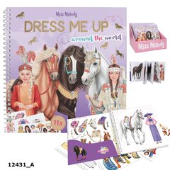 Книжка-раскраска с наклейками для творчества Miss Melody Dress Me Up Around the World цена и информация | Книжки - раскраски | pigu.lt