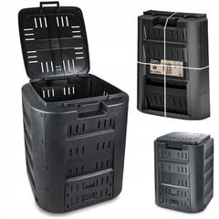Komposto dėžė 320 l juoda kaina ir informacija | Komposto dėžės, lauko konteineriai | pigu.lt