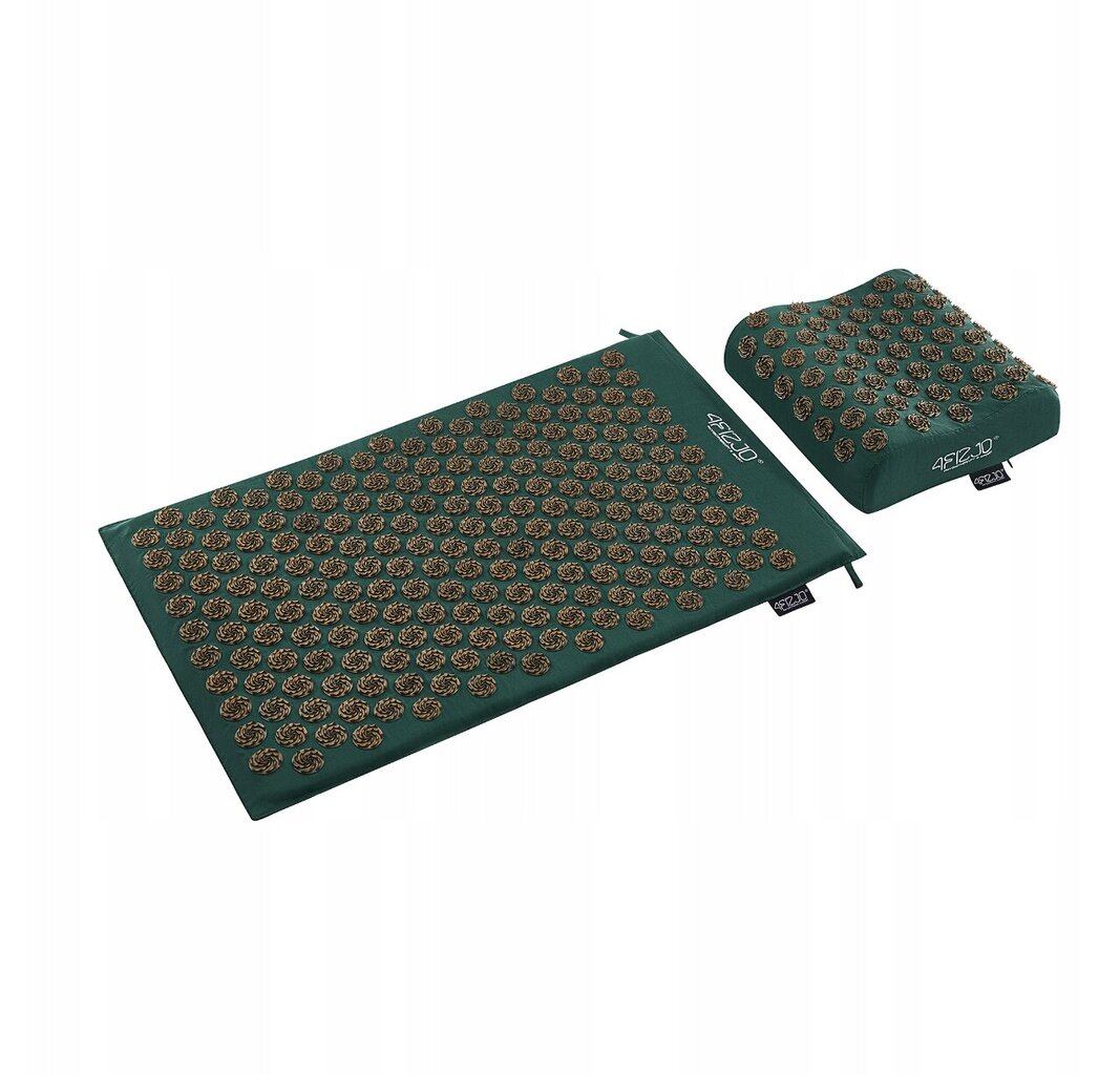 Akupresūros masažinis kilimėlis su pagalve 4Physio, 68x42cm, žalias цена и информация | Masažo reikmenys | pigu.lt
