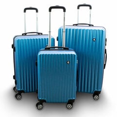 набор синих abs чемоданов для самолетов xl+l+m цена и информация | Чемоданы, дорожные сумки | pigu.lt