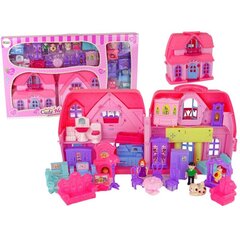 Lėlių namas su priedais Lean Toys, rožinis kaina ir informacija | Žaislai mergaitėms | pigu.lt