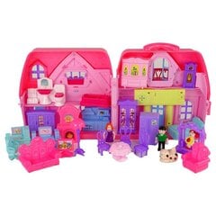 Lėlių namas su priedais Lean Toys, rožinis kaina ir informacija | Žaislai mergaitėms | pigu.lt