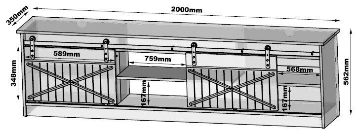 TV staliukas Cama Meble Granero, 200x56,7x35 cm, rudas kaina ir informacija | TV staliukai | pigu.lt