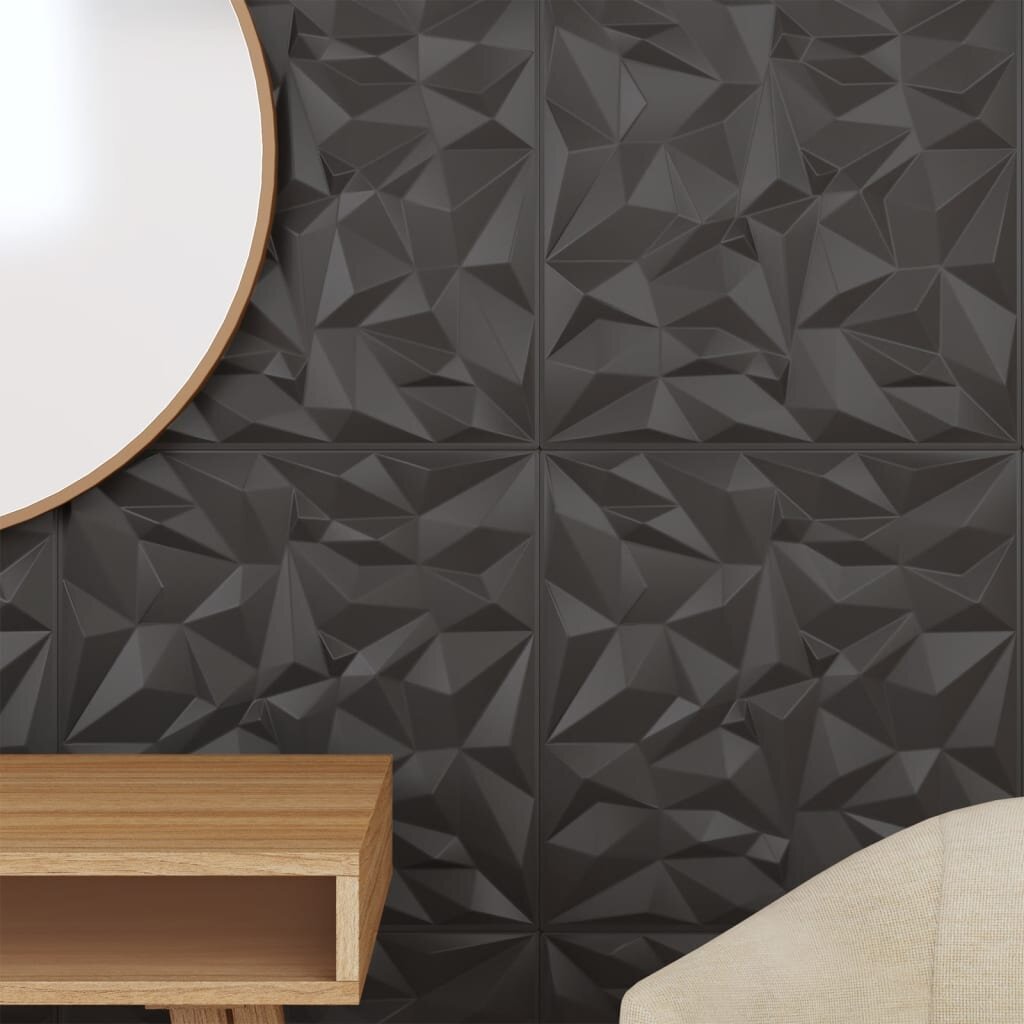 Sienų plokštės vidaXL, 50x50 cm, juodos kaina ir informacija |  Lubų, sienų dekoro elementai | pigu.lt