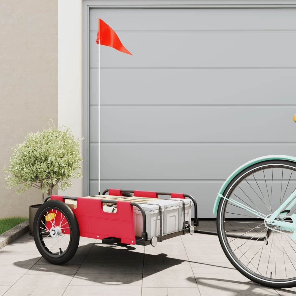 Krovininė dviračio priekaba vidaXL, raudona kaina ir informacija | Dviračių priekabos, vėžimėliai | pigu.lt