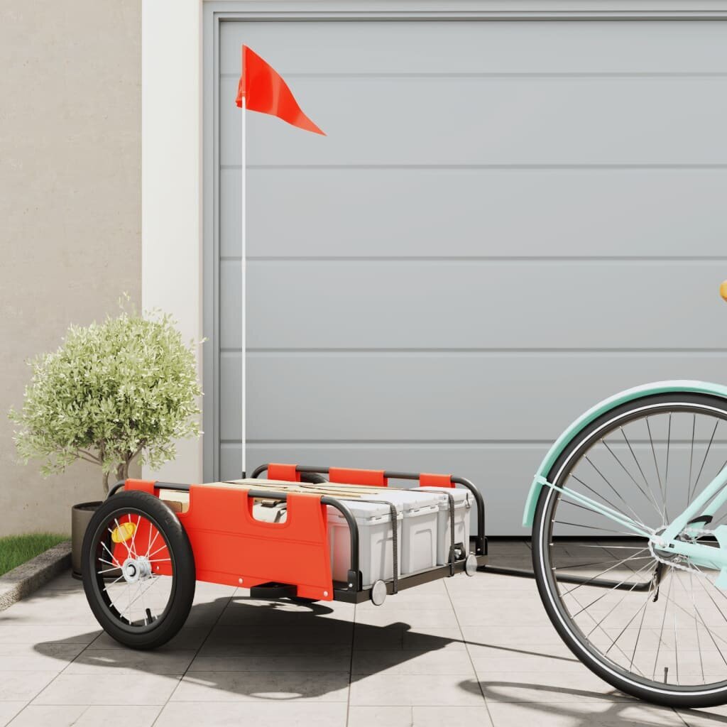 Krovininė dviračio priekaba vidaXL, oranžinė цена и информация | Dviračių priekabos, vėžimėliai | pigu.lt