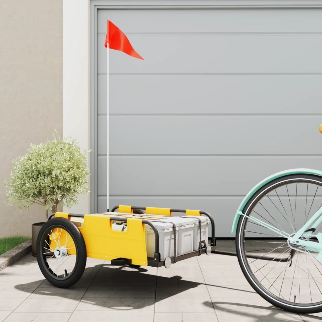 Krovininė dviračio priekaba vidaXL, geltona цена и информация | Dviračių priekabos, vėžimėliai | pigu.lt