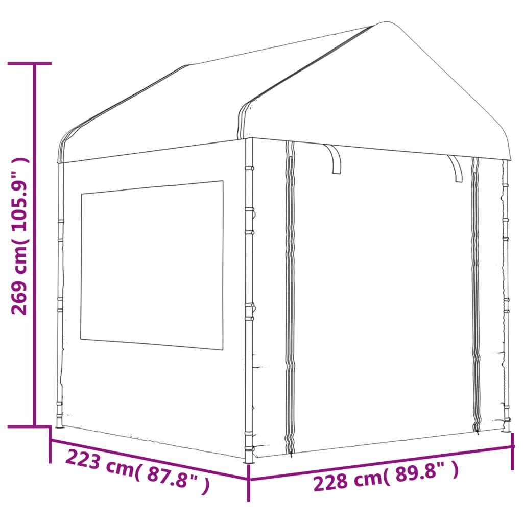 Pavėsinė vidaXL, 6,69x2,28x2,69 m, balta цена и информация | Pavėsinės | pigu.lt