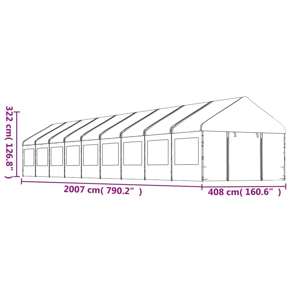 Pavėsinė vidaXL, 20,07x4,08x3,22 m, balta kaina ir informacija | Pavėsinės | pigu.lt