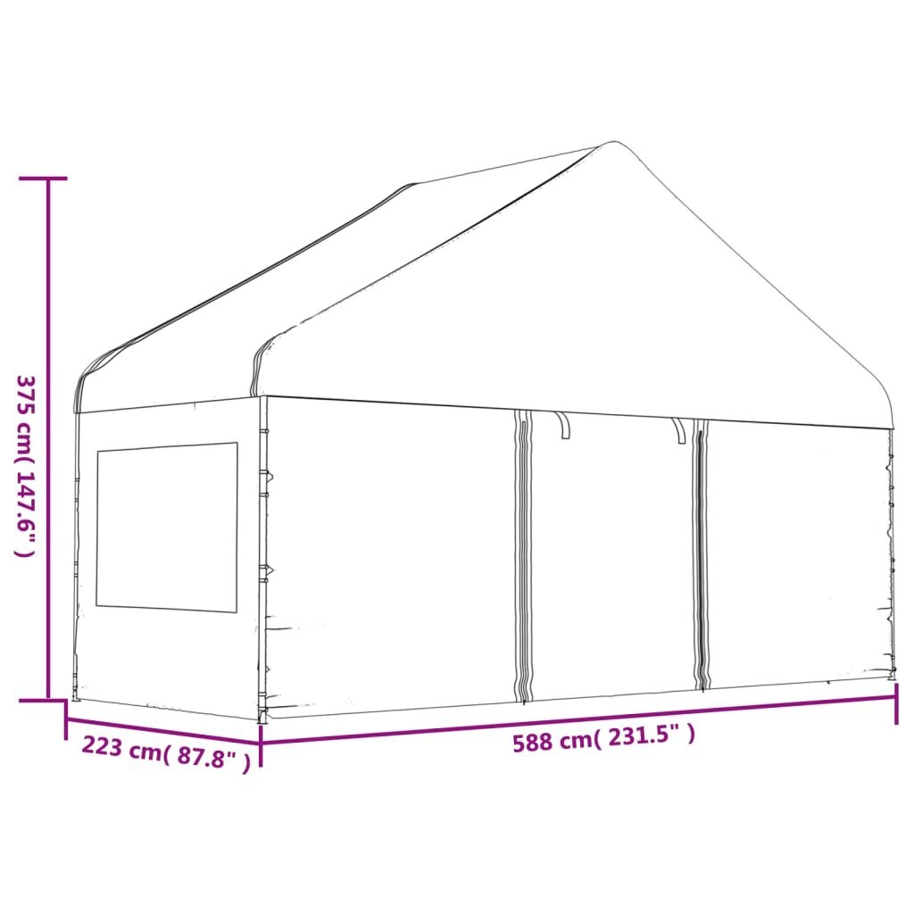 Pavėsinė vidaXL, 4,46x5,88x3,75 m, balta kaina ir informacija | Pavėsinės | pigu.lt