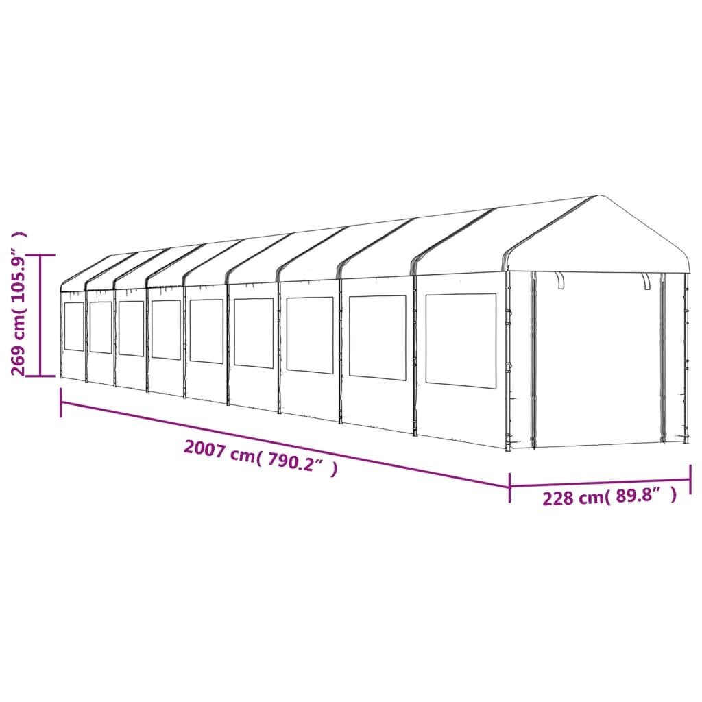 Pavėsinė vidaXL, 20,07x2,28x2,69 m, balta kaina ir informacija | Pavėsinės | pigu.lt