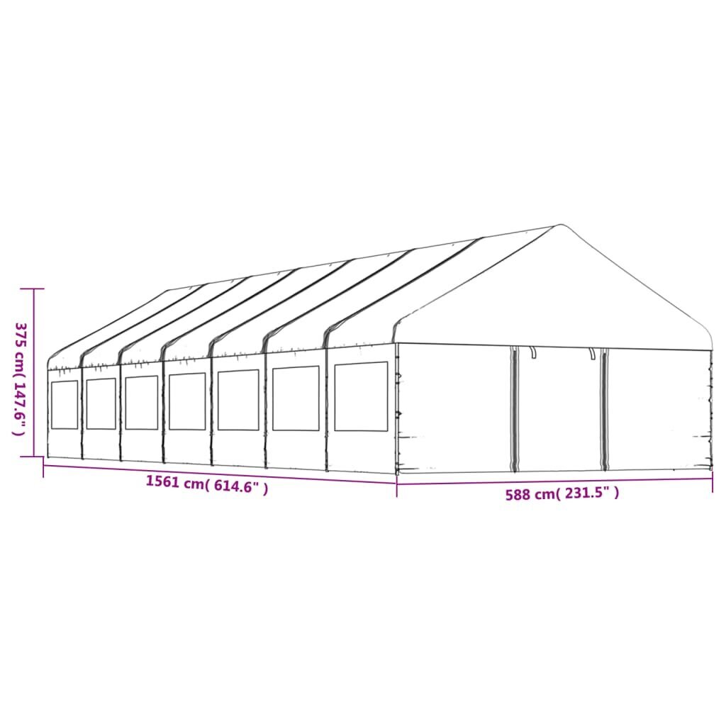 Pavėsinė vidaXL, 15,61x5,88x3,75 m, balta kaina ir informacija | Pavėsinės | pigu.lt