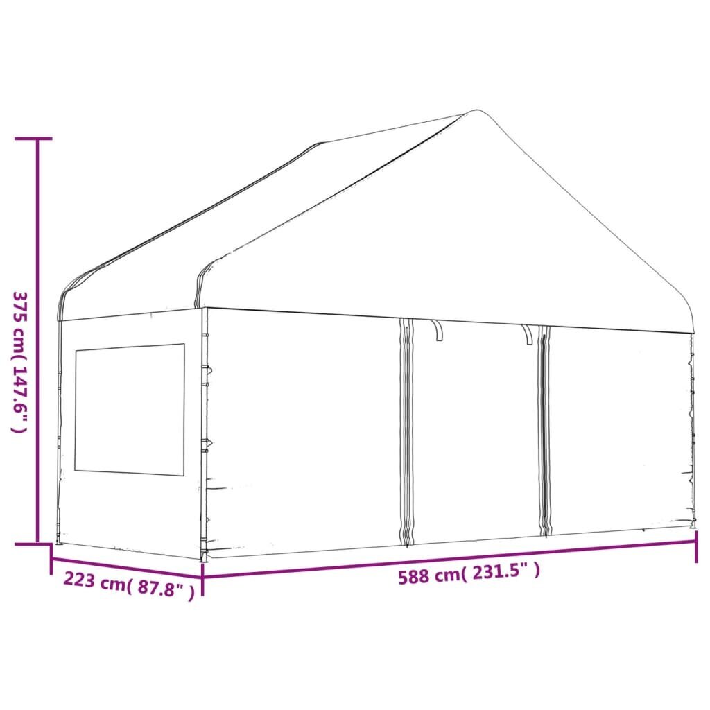 Pavėsinė vidaXL, 15,61x5,88x3,75 m, balta kaina ir informacija | Pavėsinės | pigu.lt