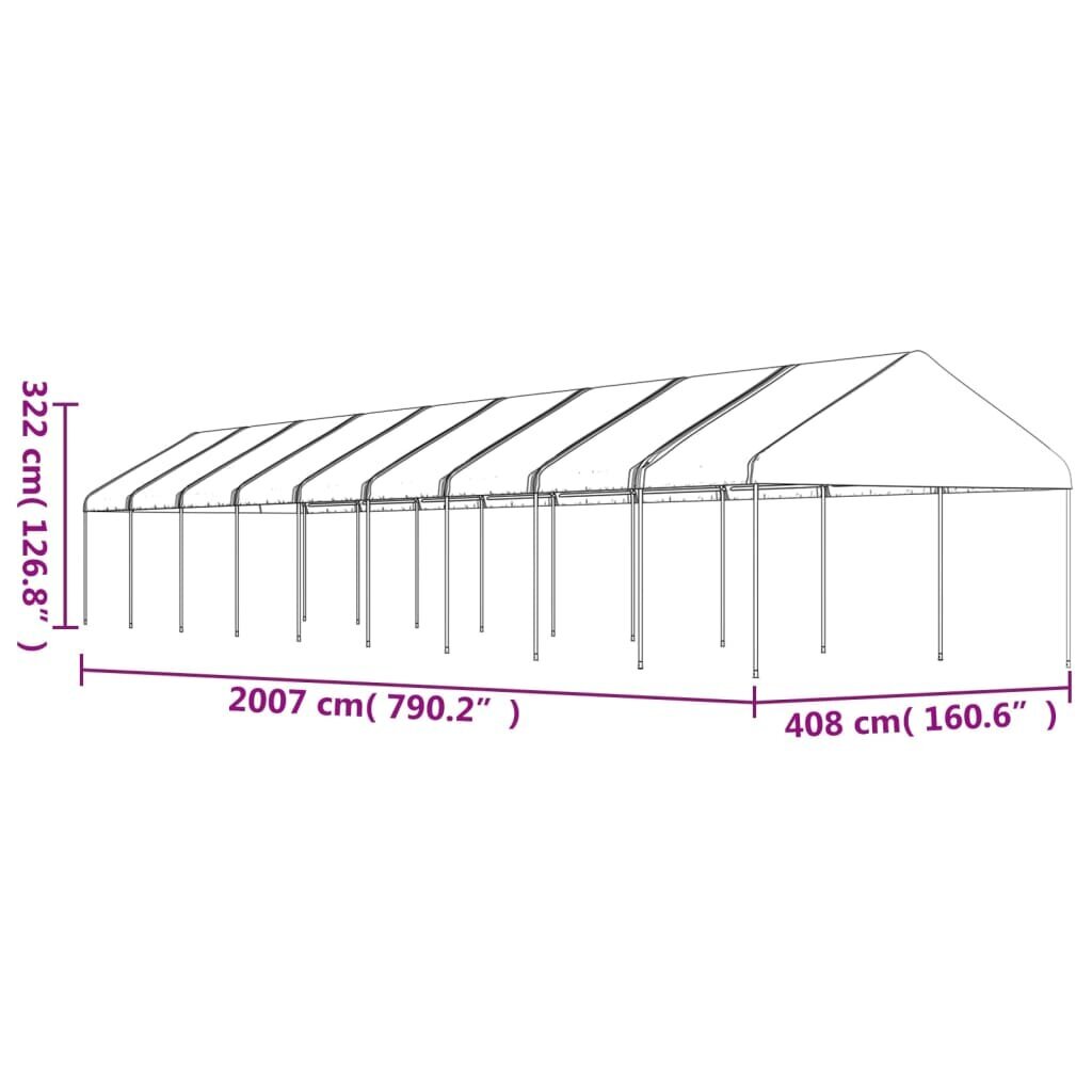 Pavėsinė vidaXL, 20,07x4,08x3,22 m, balta kaina ir informacija | Pavėsinės | pigu.lt