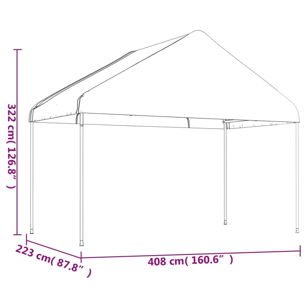 Pavėsinė vidaXL, 20,07x4,08x3,22 m, balta kaina ir informacija | Pavėsinės | pigu.lt