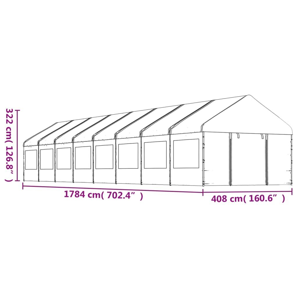 Pavėsinė vidaXL, 17,84x4,08x3,22 m, balta kaina ir informacija | Pavėsinės | pigu.lt