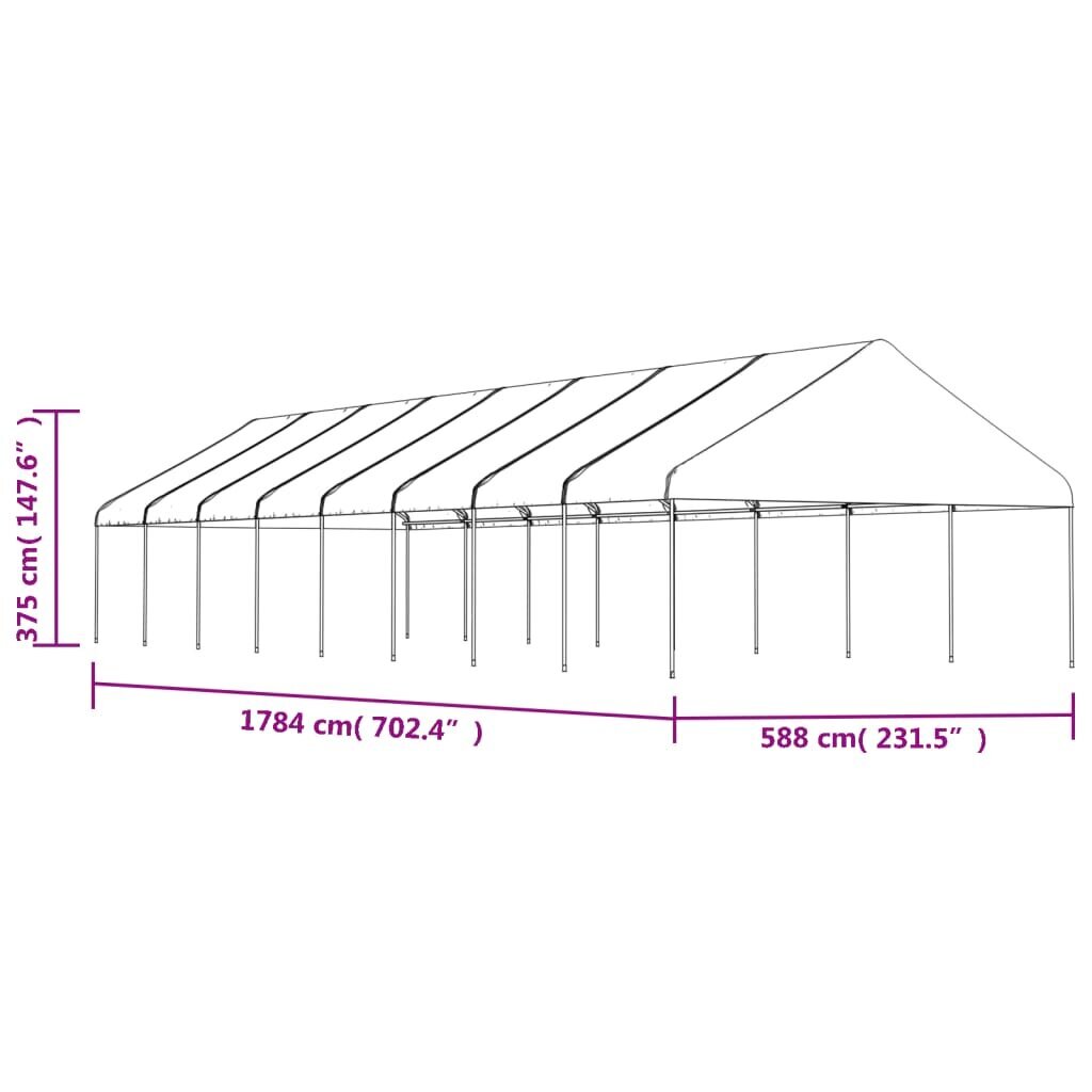 Pavėsinė vidaXL, 17,84x5,88x3,75 m, balta kaina ir informacija | Pavėsinės | pigu.lt