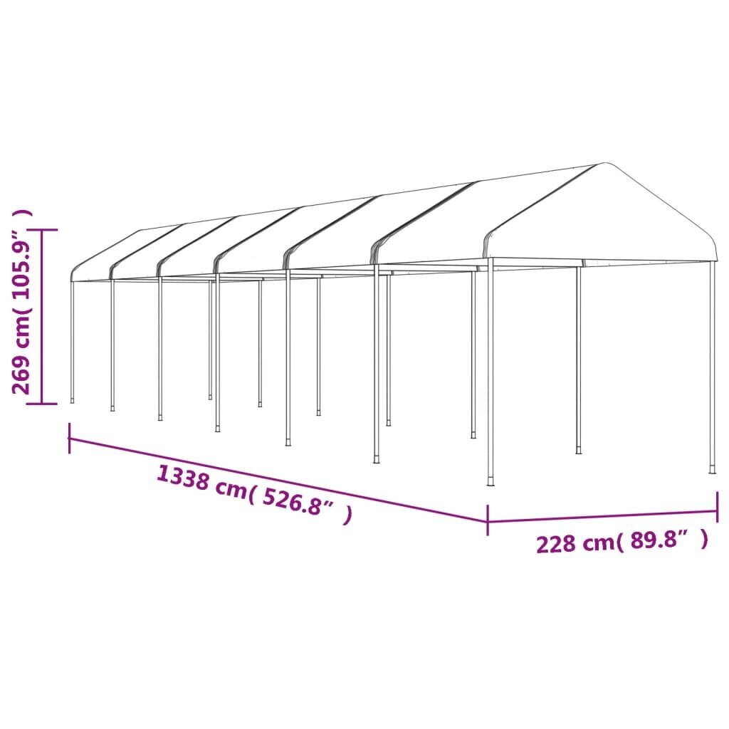 Pavėsinė vidaXL, 13,38x2,28x2,69 m, balta kaina ir informacija | Pavėsinės | pigu.lt