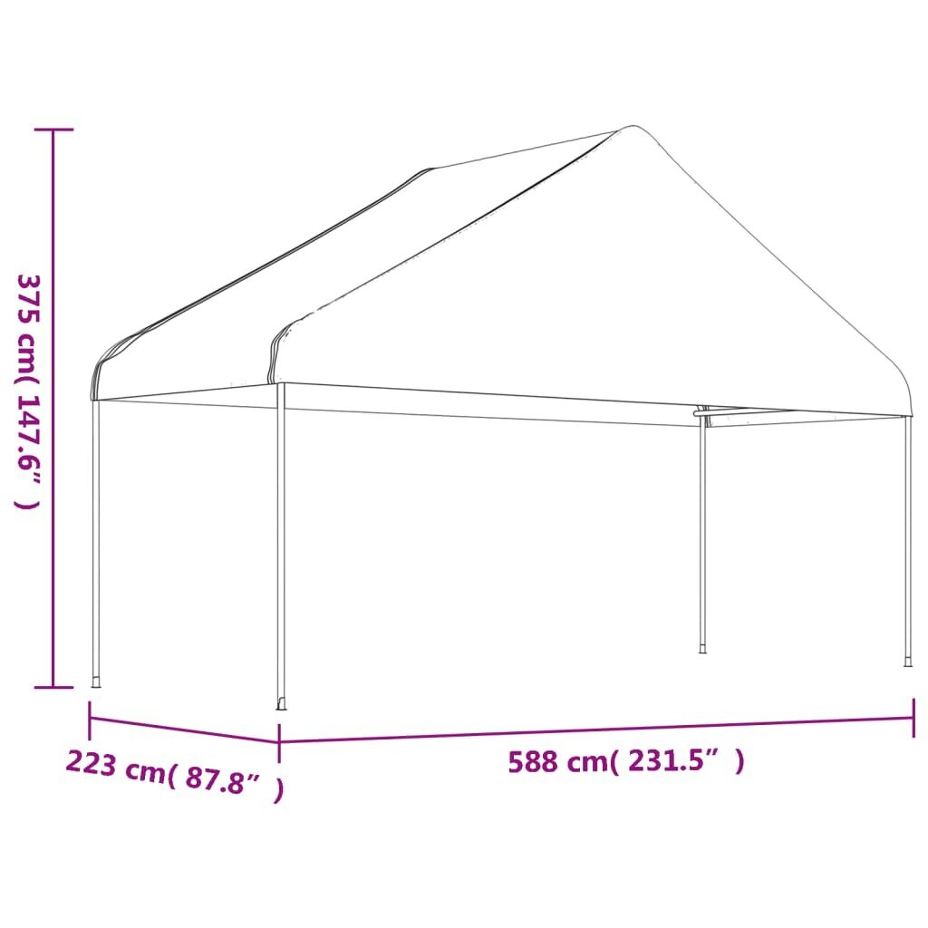 Pavėsinė vidaXL, 15,61x5,88x3,75 m, balta kaina ir informacija | Pavėsinės | pigu.lt