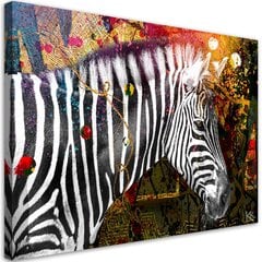 Paveikslas Zebra spalvingame fone kaina ir informacija | Reprodukcijos, paveikslai | pigu.lt