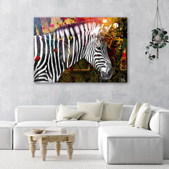 Paveikslas Zebra spalvingame fone kaina ir informacija | Reprodukcijos, paveikslai | pigu.lt