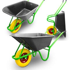 Тачка для садово-строительных работ 250 кг., с желтым сплошным колесом, серая цена и информация | Тележки | pigu.lt