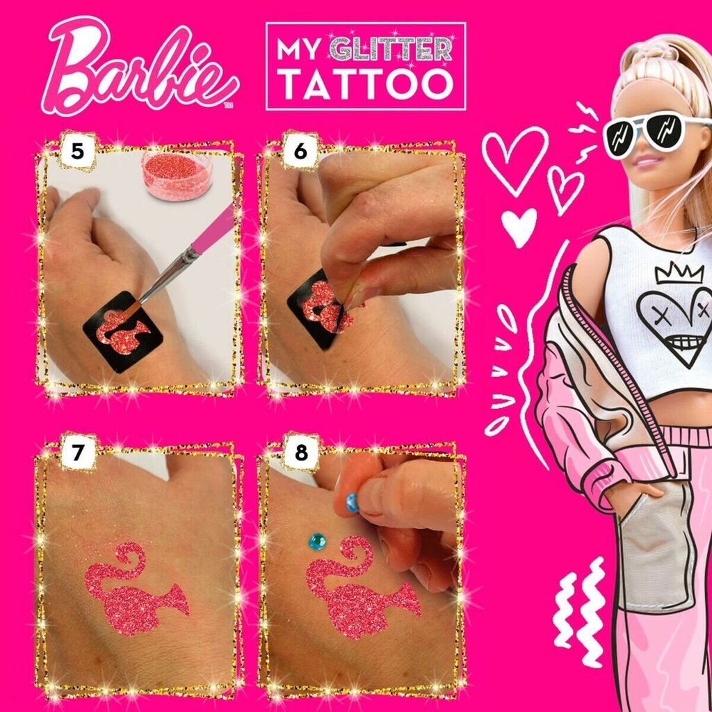 Laikinosios Tatuiruotės Barbie My Glitter, 20 dalių kaina ir informacija | Makiažo šepetėliai, kempinėlės | pigu.lt