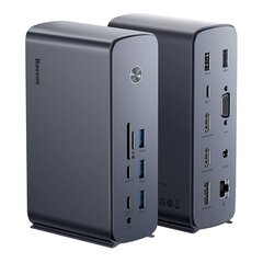 Концентратор Baseus UnionJoy, 17 портов (от USB-C до HDMI4K@60Гц*2 DP4K@60Гц*1 USB3.0*3 USB-C3.0*2 USB2.0*2 PD*1 ПК*1 RJ45*1 SD/TF *1 3,5 мм*1 постоянного тока*1） цена и информация | Адаптеры, USB-разветвители | pigu.lt