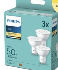 LED lemputė Philips GU10 380lm 2700K, 3 vnt. kaina ir informacija | Elektros lemputės | pigu.lt