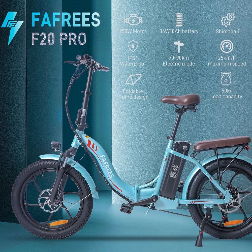 Elektrinis dviratis FAFREES F20 Pro, 20", šviesiai mėlynas kaina ir informacija | Elektriniai dviračiai | pigu.lt