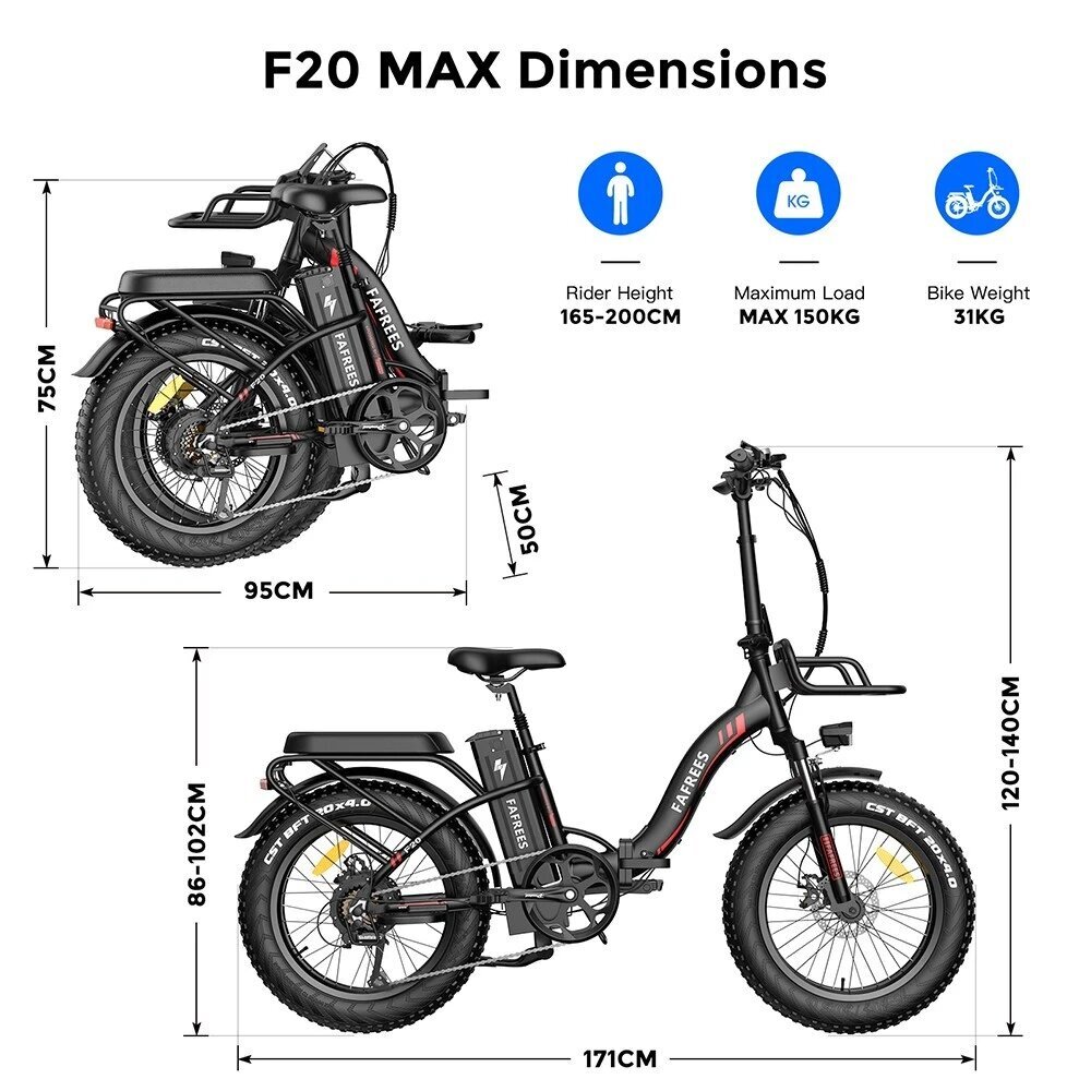 Elektrinis dviratis FAFREES F20 Max, 20", raudonas цена и информация | Elektriniai dviračiai | pigu.lt