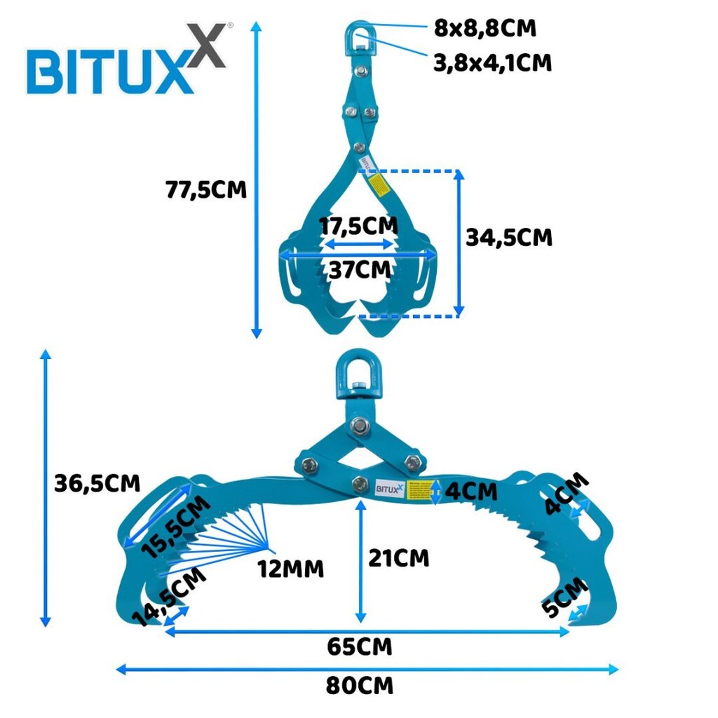 Medienos griebtuvas/žnyplės 520mm 800kg bituxx kaina ir informacija | Mechaniniai įrankiai | pigu.lt